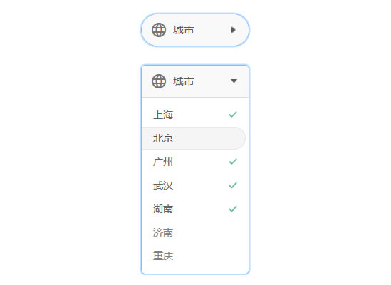 js css3下拉城市菜单多选代码