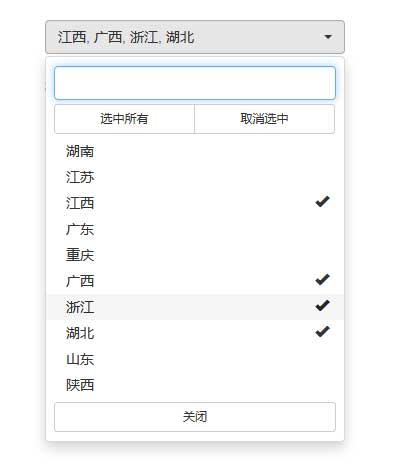 jQuery bootstrap下拉框城市多选实例