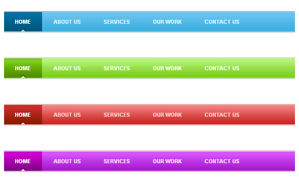 4种彩色渐变的div css导航条样式（附PSD文件）