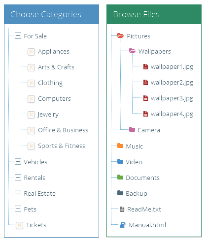 jquery tree树形结构导航菜单代码