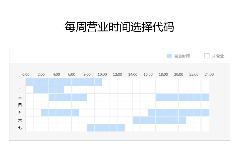 jQuery每周营业时间段选择代码