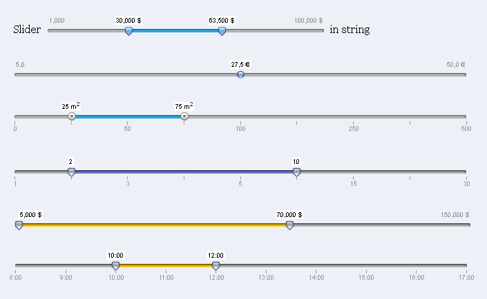 jquery slider滑块拖动设置value值获取显示代码