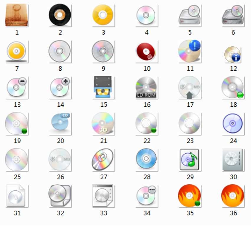 36种播放CD图标_CD光碟图标素材png下载