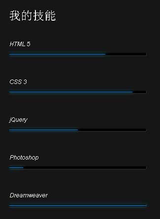 CSS3个人技能动感进度条动画特效