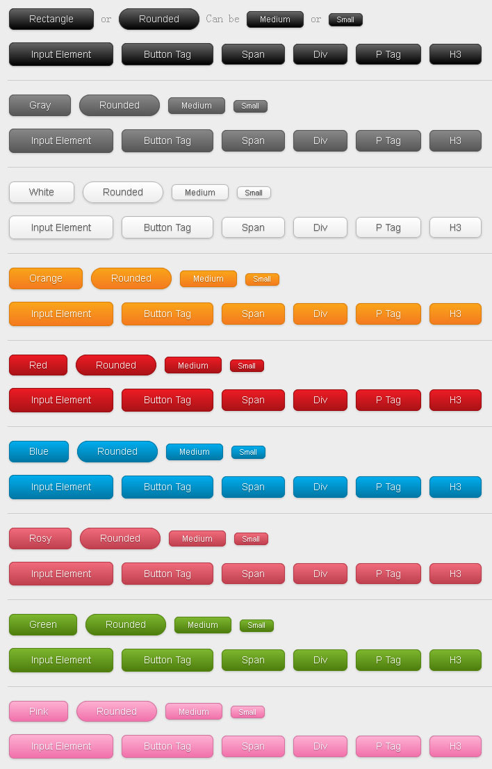 css3 button多组渐变按钮样式css3 gradient属性制作渐变按钮样式