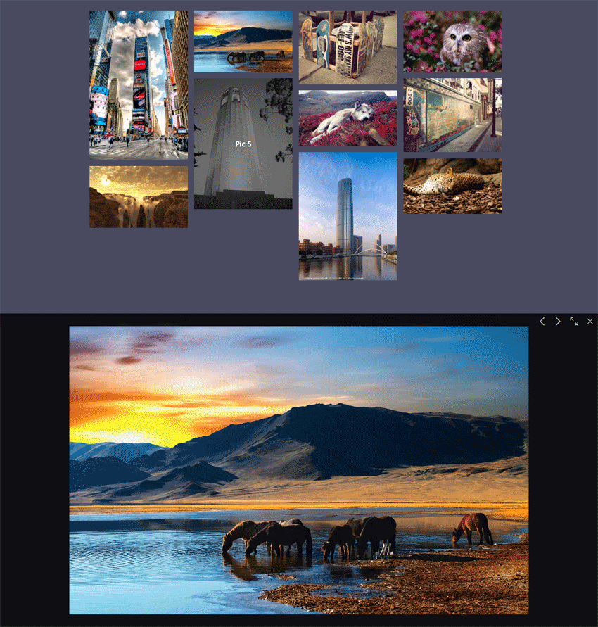html5响应式图片瀑布流带幻灯片查看图片特效