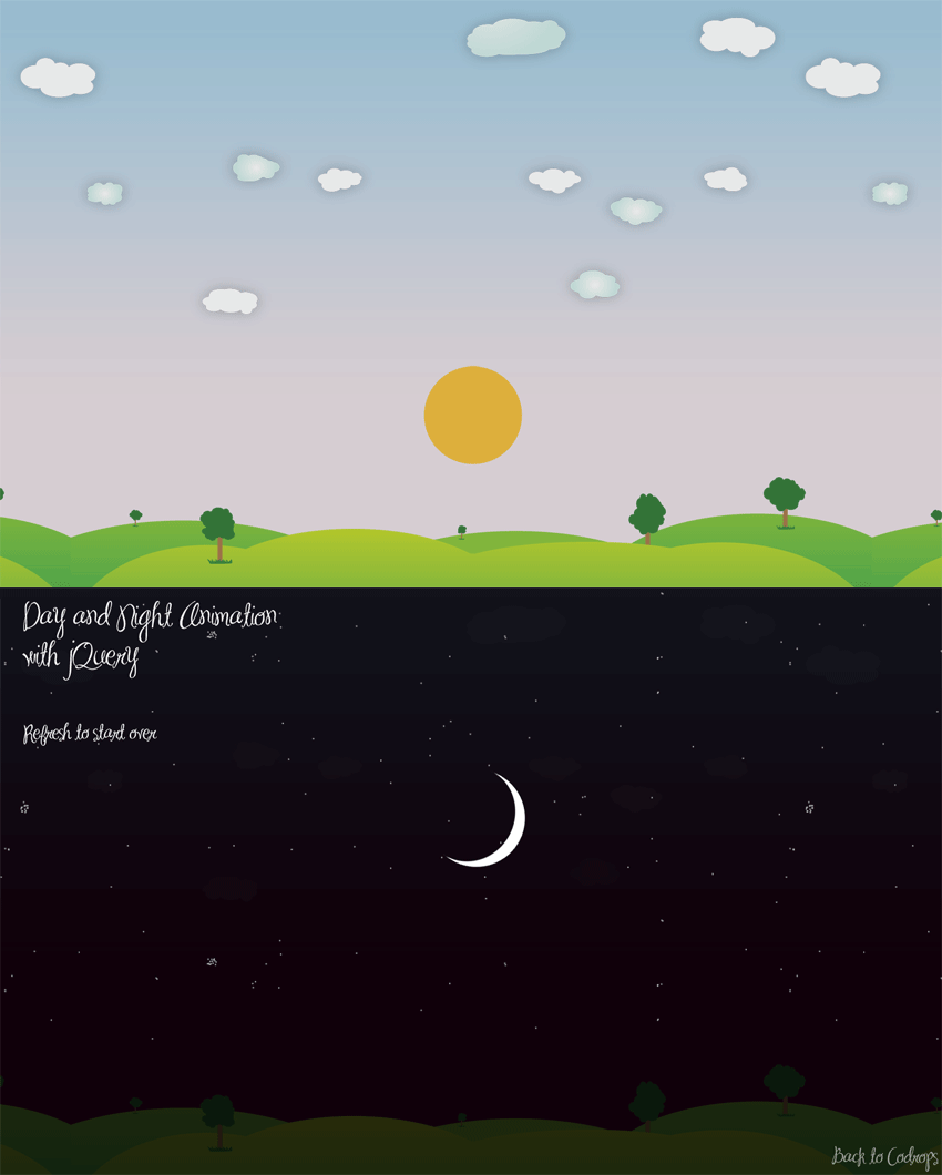 jquery白天黑夜动画制作白天黑夜变化特效
