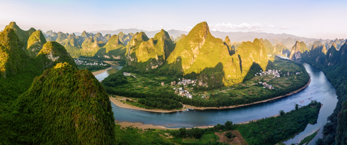 桂林阳朔漓江山水风光3440x1440风景壁纸