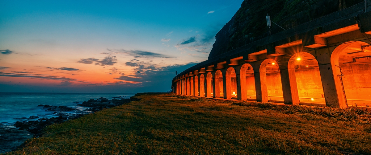 南雅明隧道日出风景3440x1440壁纸