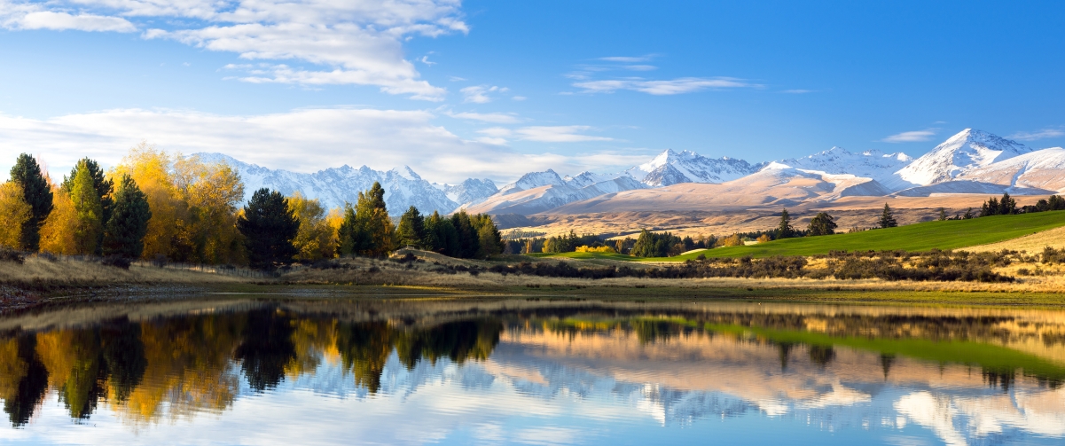 新西兰秘密湖泊秋天风景3440x1440壁纸