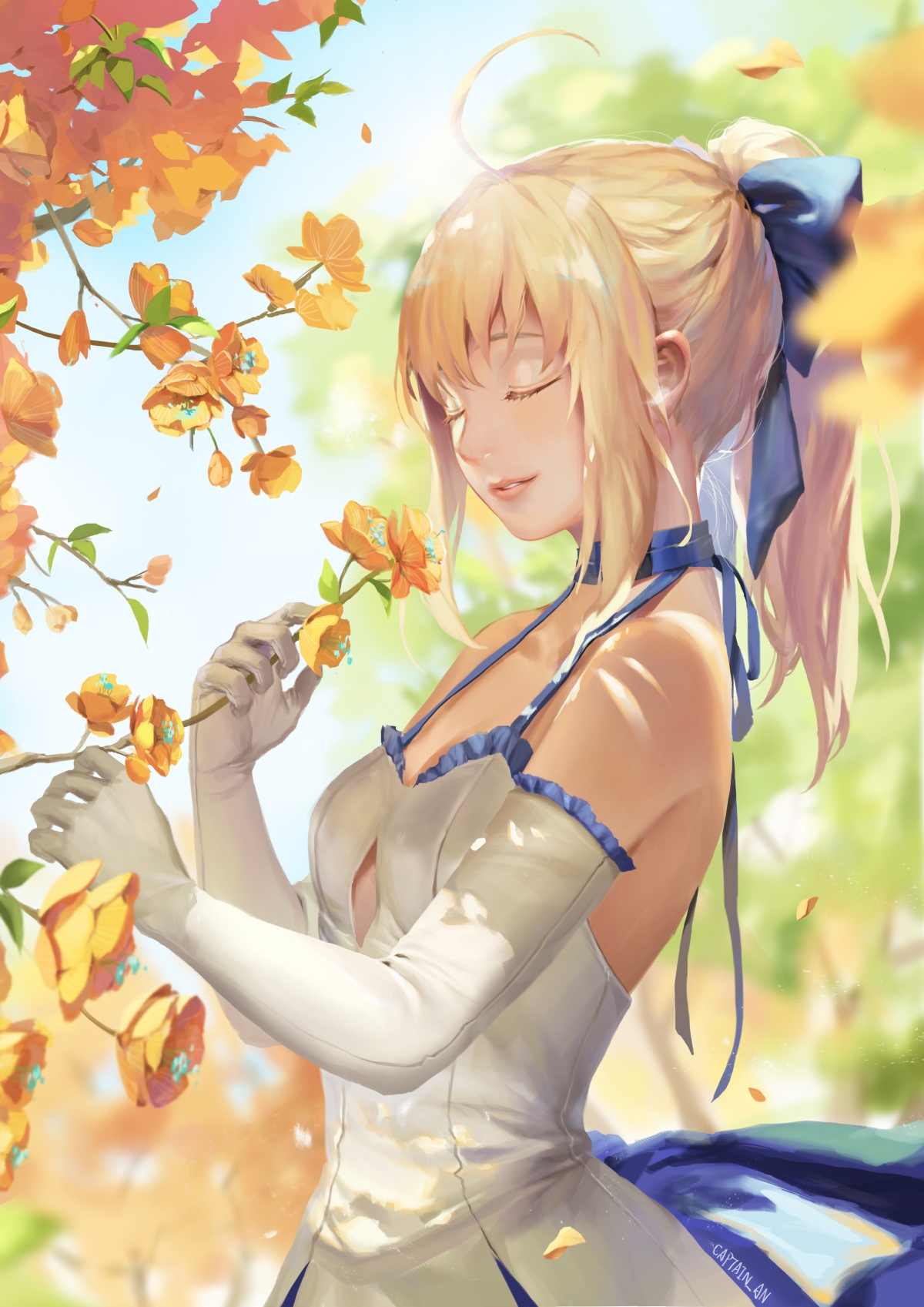 命运 连衣裙美女 Fate_Grand Orde Saber Saber Lily 4k手机壁纸