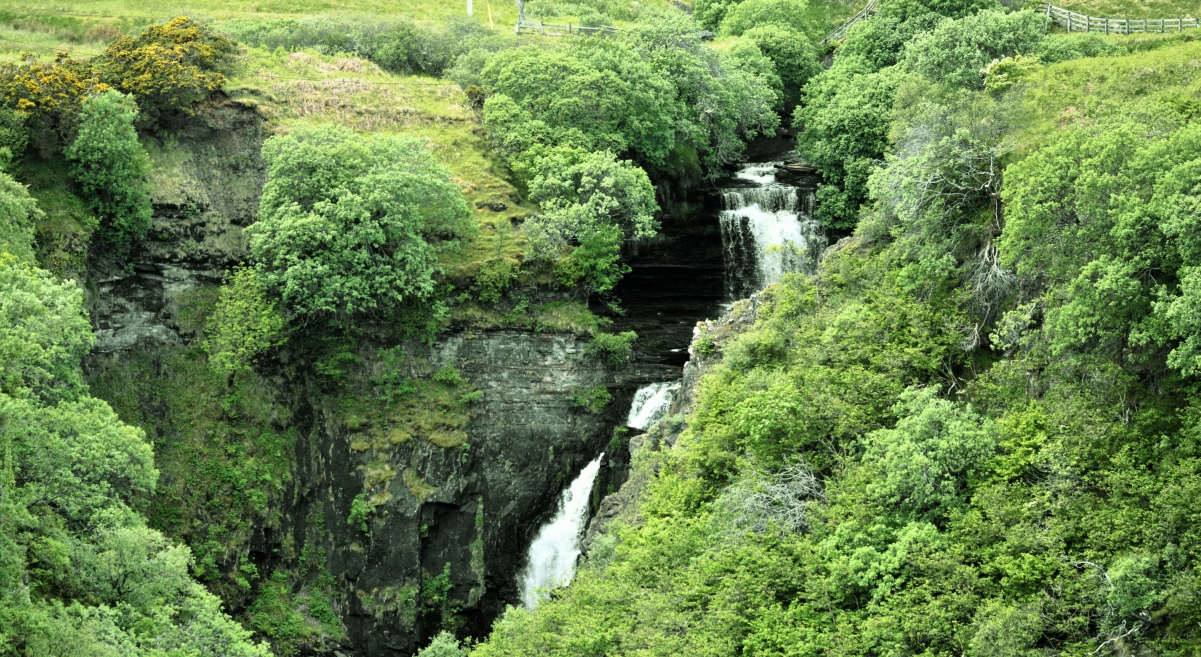 苏格兰 瀑布 溪流 灌木 4K风景壁纸图片