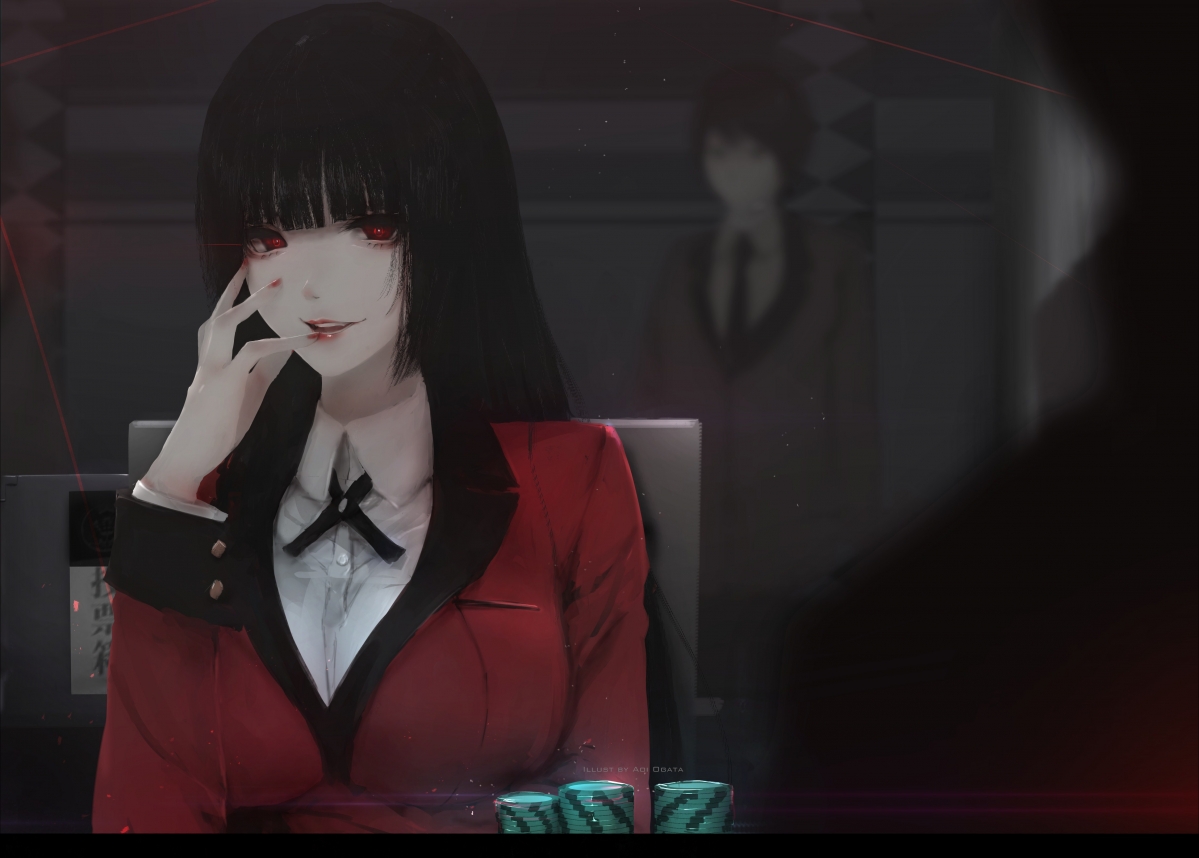 狂赌之渊(Kakegurui) 红色制服女生 二次元动漫4k壁纸