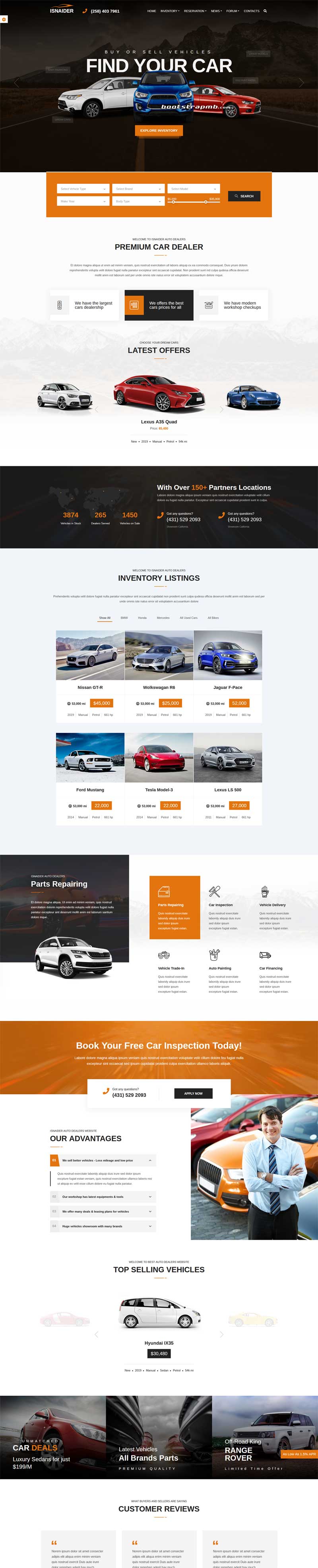 新车销售平台网站Bootstrap模板