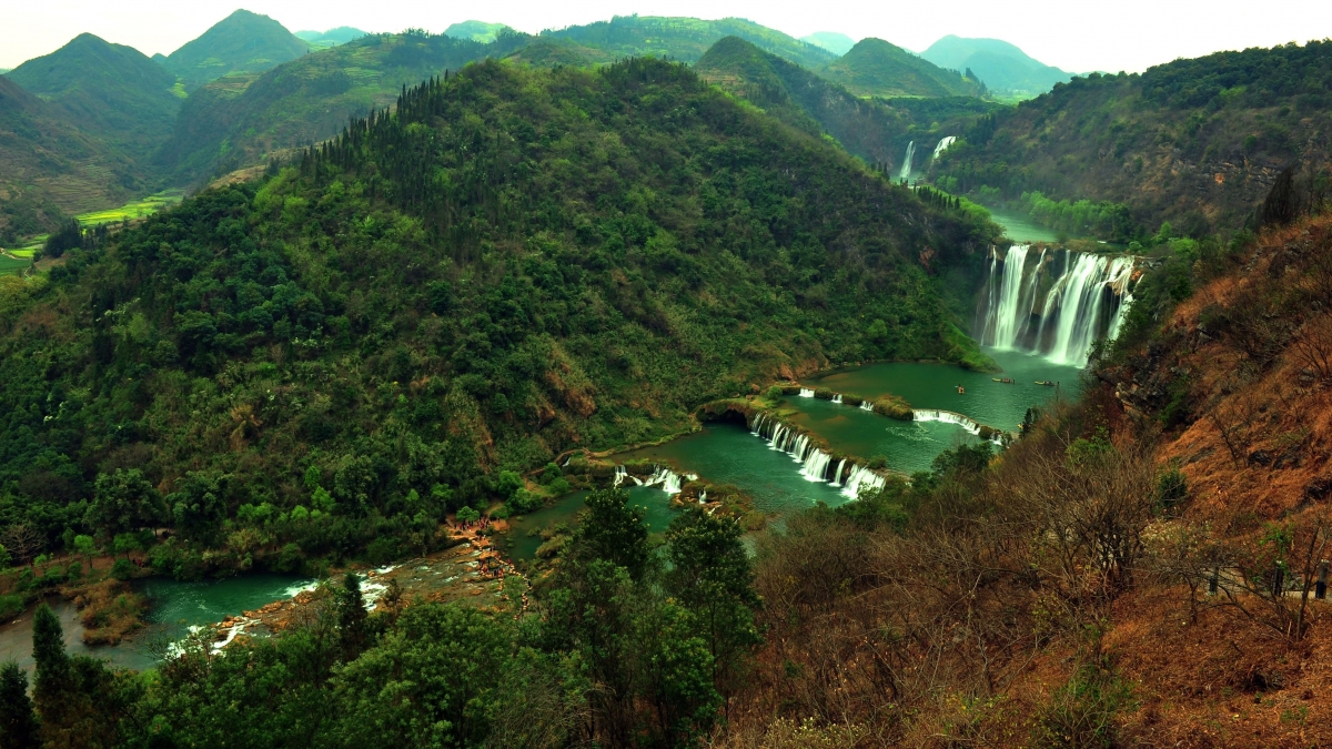 九龙瀑布高清风景图片