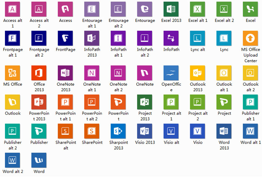 win10风格的Office办公软件图标素材下载