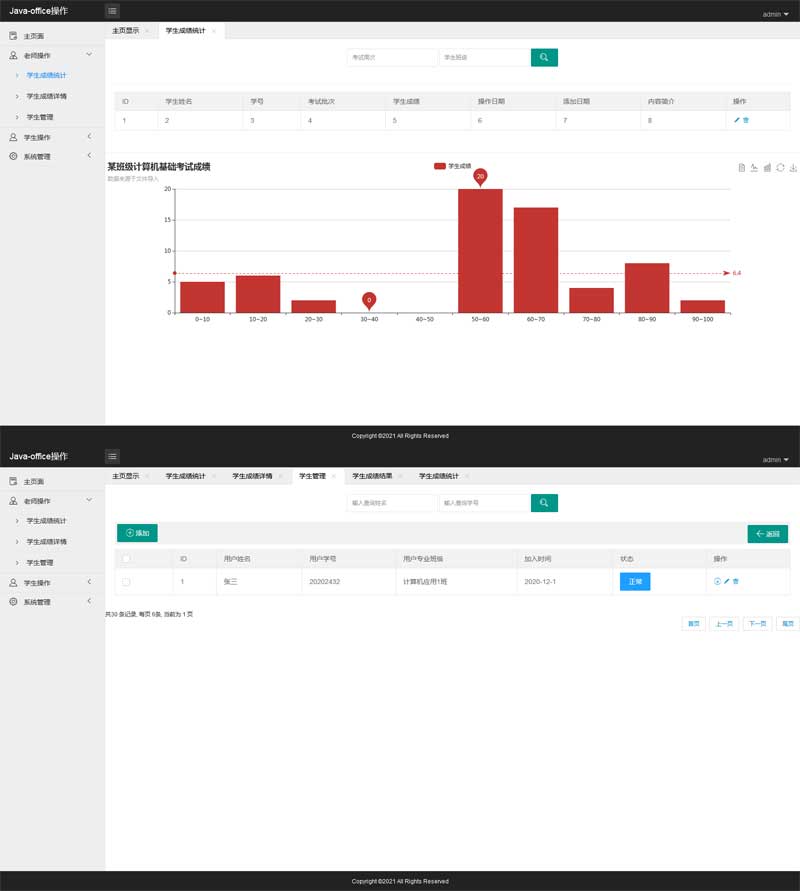 基于layui学生成绩管理后台模板