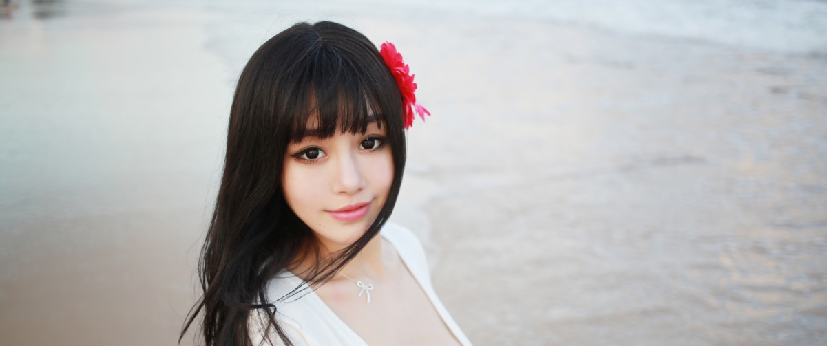 Barbie可儿 海边写真3440x1440美女壁纸