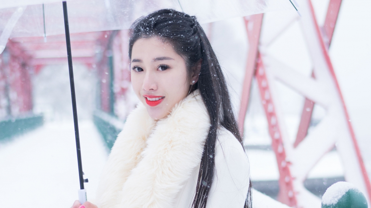 陈嘉嘉Tiffany 雪中清纯美女4k壁纸