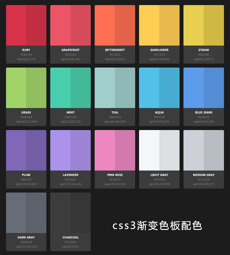 纯css3渐变调色板代码