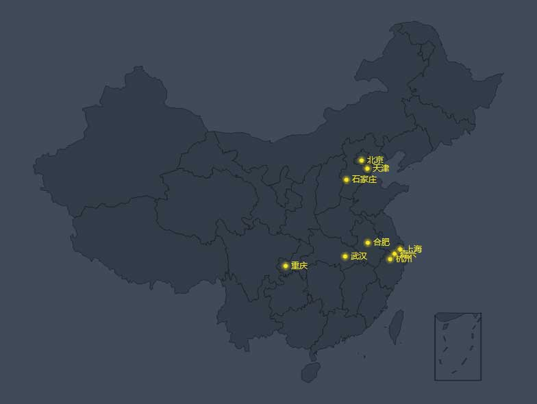 echarts全国销售城市标注地图特效