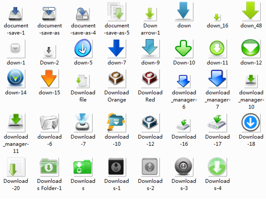 win7风格的向下箭头下载图标png素材下载