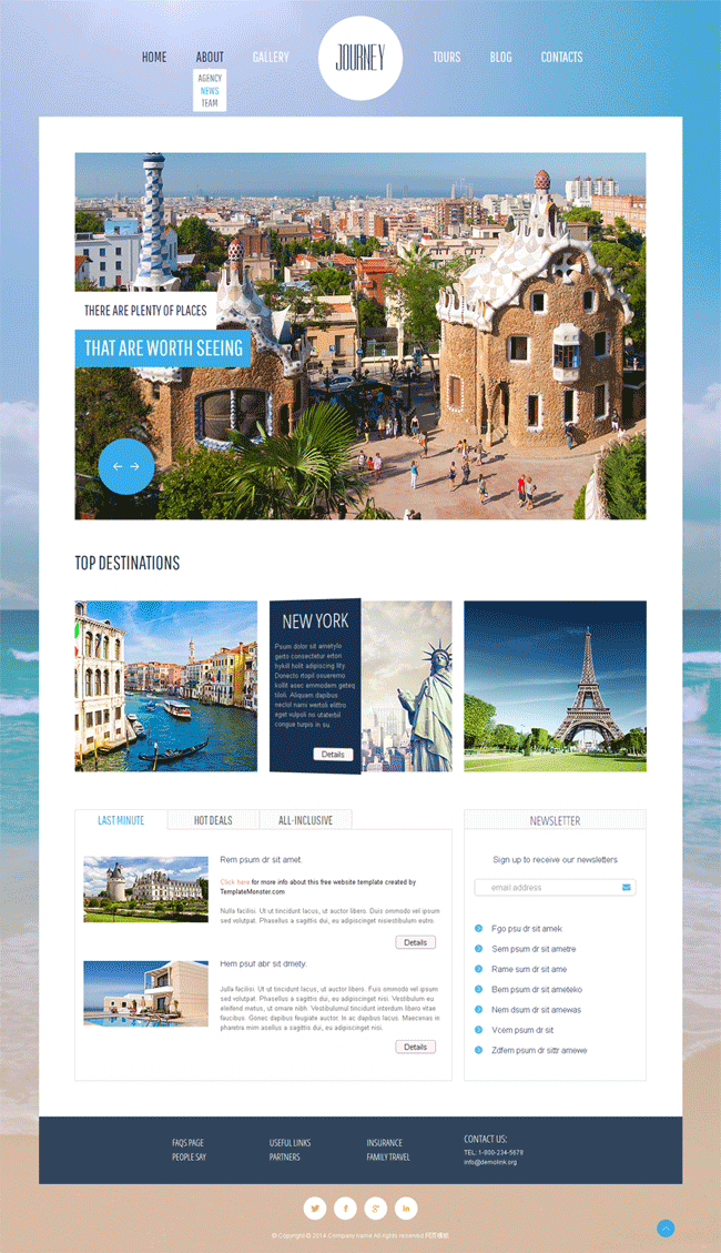 国外大气的旅游行业静态网站模板源码