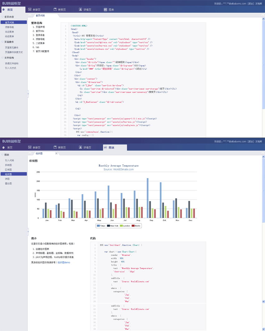 简洁的淘宝框架bui后台管理系统模板html源码下载