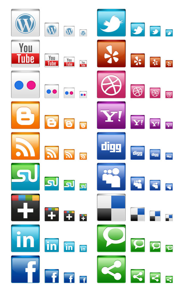 国外大型交流社交网站UI图标按钮psd素材下载