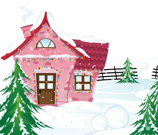 冰雪世界中的小屋