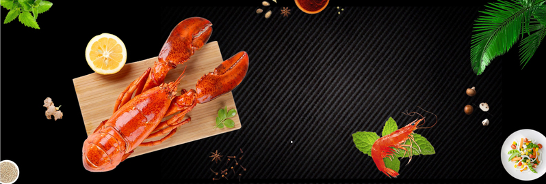 小龙虾简约黑色banner