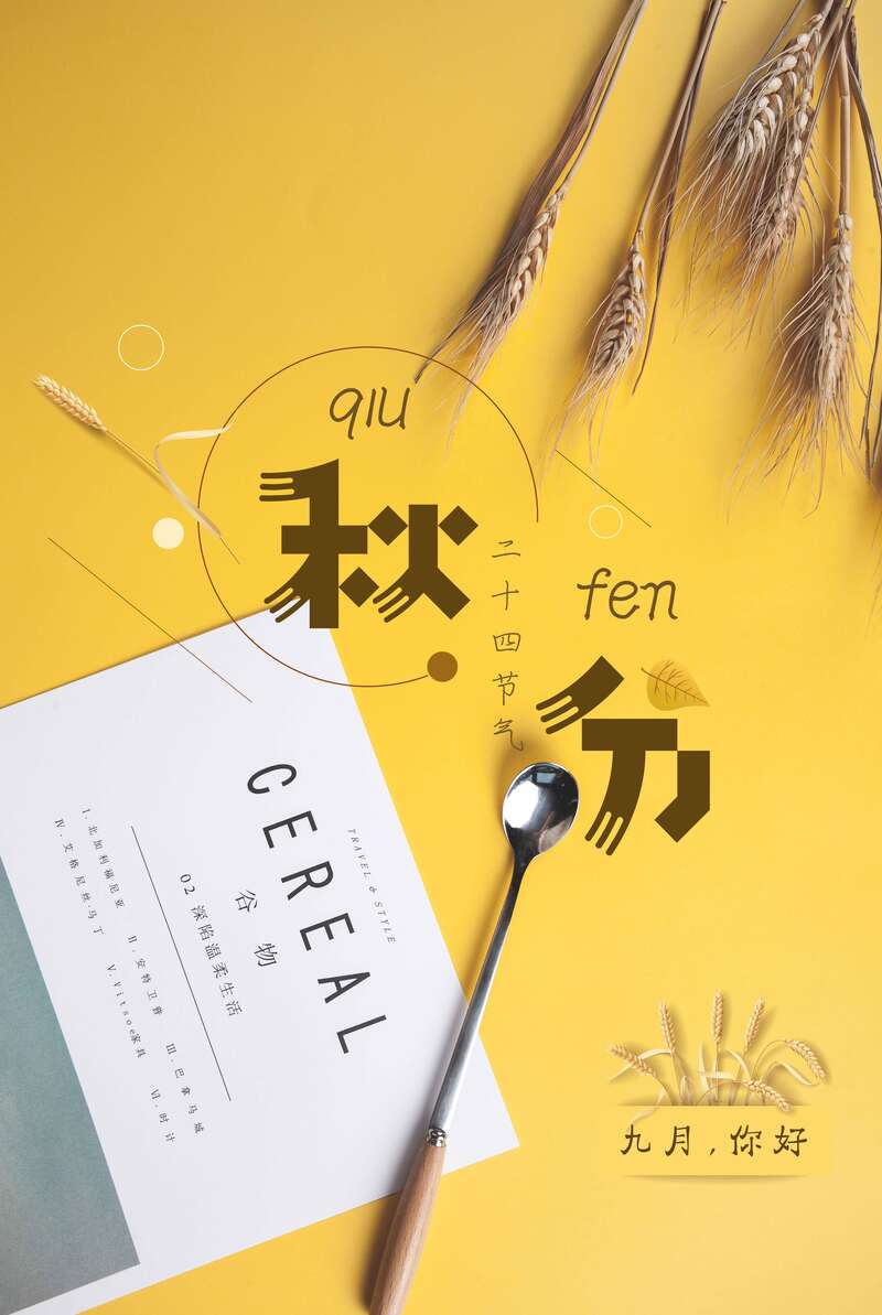 创意极简小清新中国传统二十四节气秋分