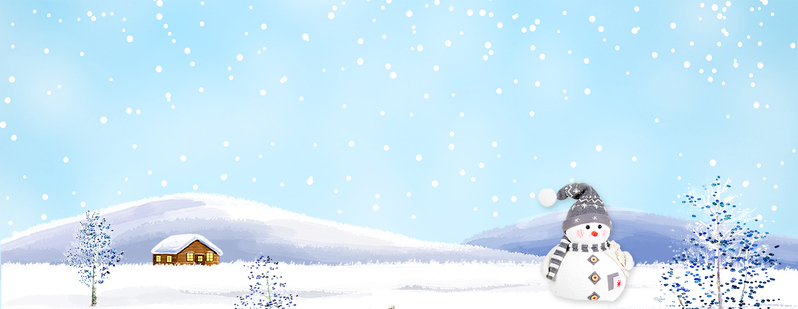 立冬雪花小清新简约蓝色banner