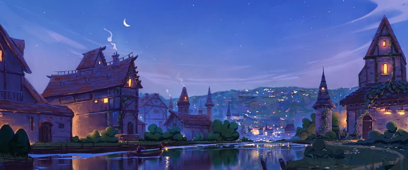 卡通夜色动画背景场景