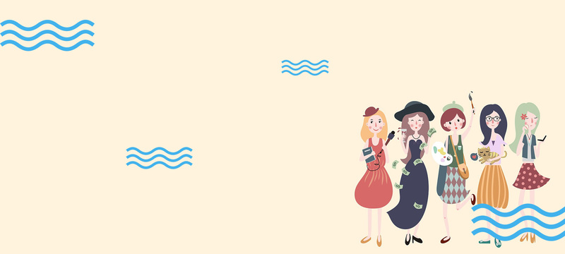 姐妹朋友逛街便利贴banner
