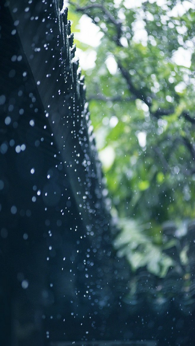 雨天下的屋檐H5背景素材