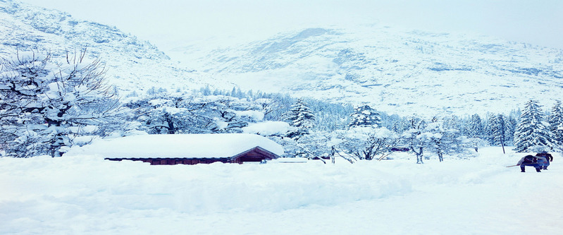 唯美冬季高山雪景海报背景图