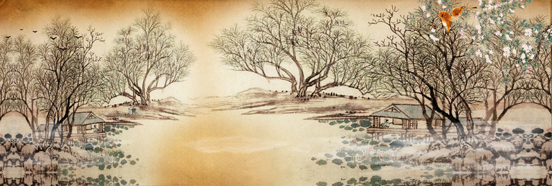 桃花源山水画背景banner