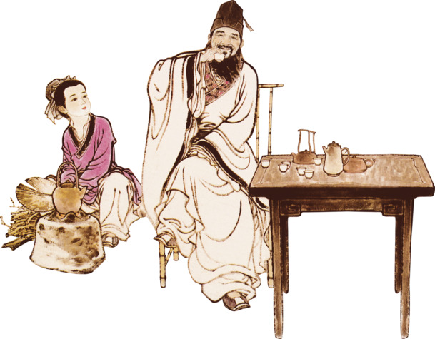水墨形的喝酒人物