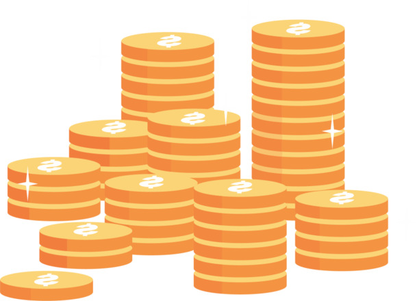 一堆叠放的金色钱币