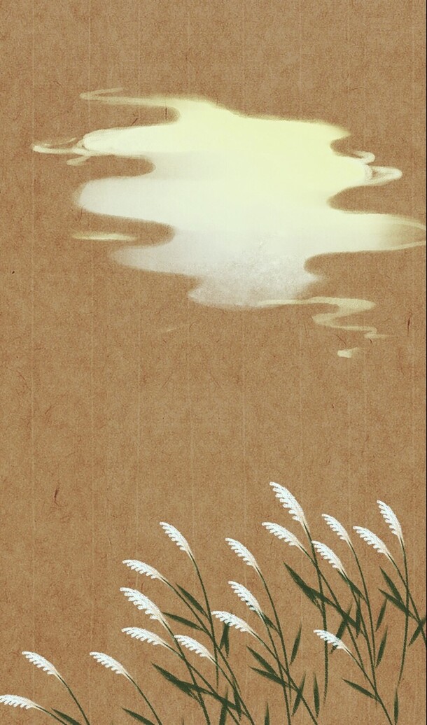 手绘河流古风插画