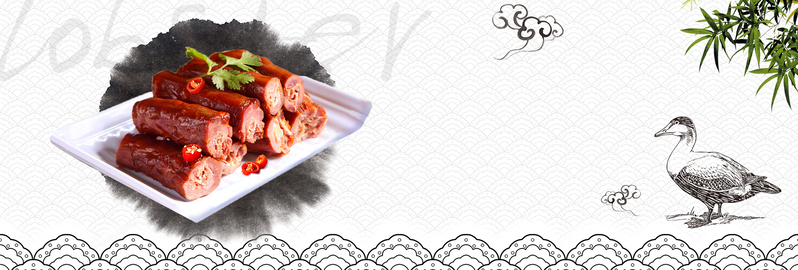 灰色中国风鸭脖熟食大集合电商banner