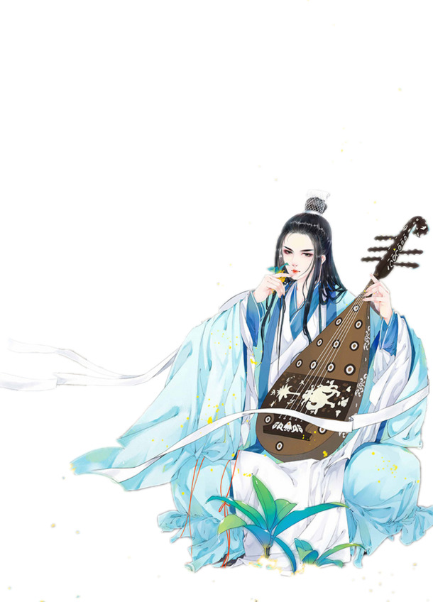 琵琶男子古风立绘