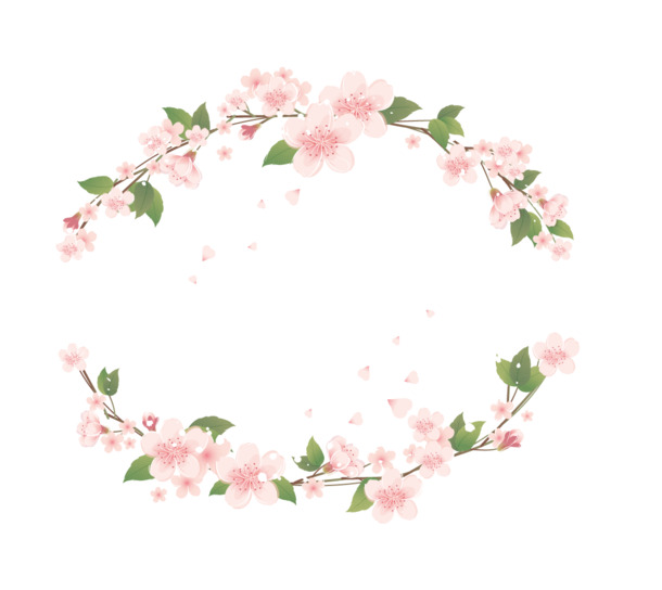 桃花花环边框装饰