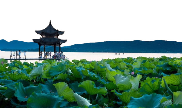 休闲旅游杭州地标免抠图