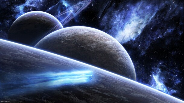 蓝色星云星球宇宙