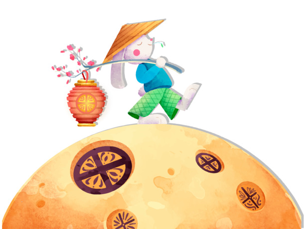 中秋节月亮兔子卡通