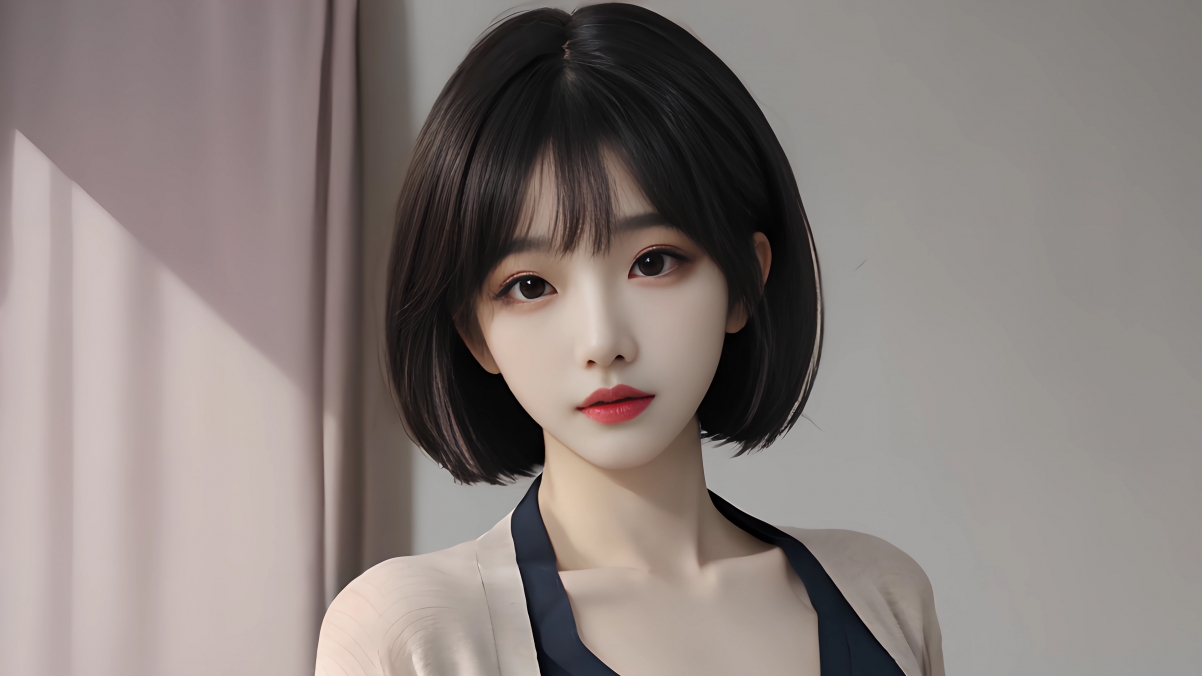 漂亮短发美女 ai绘画美女 4k壁纸