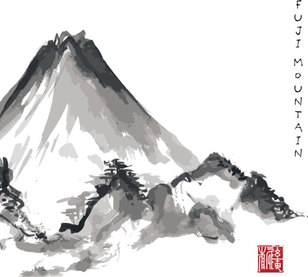 水墨画-山