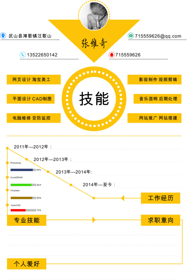 黄色简历模板